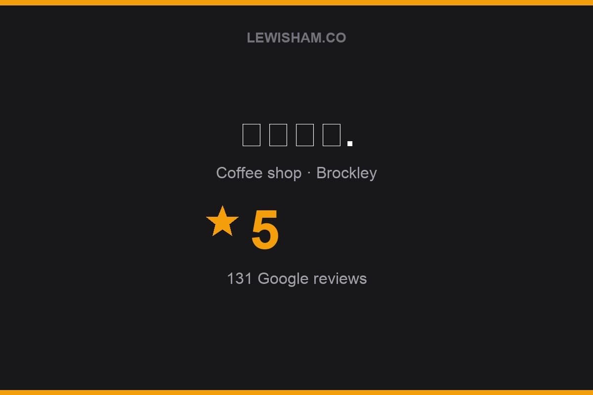 Branded Lewisham.co rating card for 𝐲𝐮𝐦𝐞.: 5 stars, 131 Google reviews